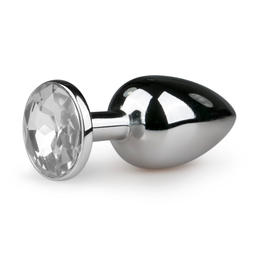 Aluminium Analplug mit weißem Stein