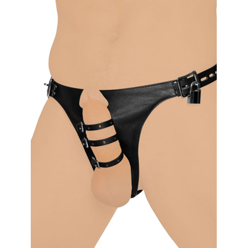 ab533 Sexy Harness-String aus Leder mit 3 Penisgurten