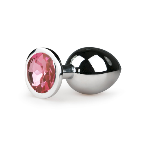Aluminium Analplug mit Rosa Stein