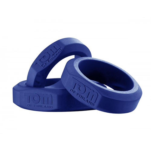 Tom of Finland Silikon Penisring-Set – 3 Penisringe – in Blau