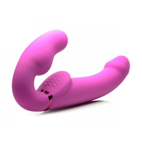 AF935 Strap On Silikon Vibrator mit Klitorisstimulator Pink 24,1 cm