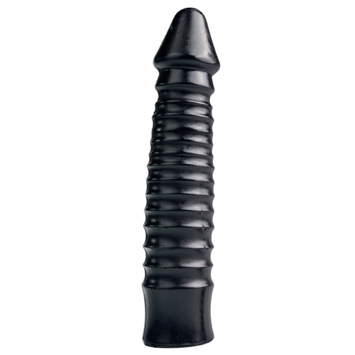 AB29 Großer Dildo mit geriffeltem Schaft in Schwarz 26 cm x 6 cm