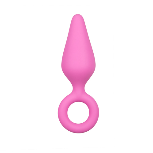 ET215PNK Rosa Silikon Analplug mit Zugring - Medium
