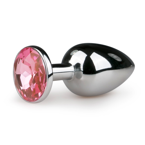 Aluminium Analplug mit rosa Stein