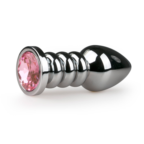 Aluminium Analplug mit rosa Stein