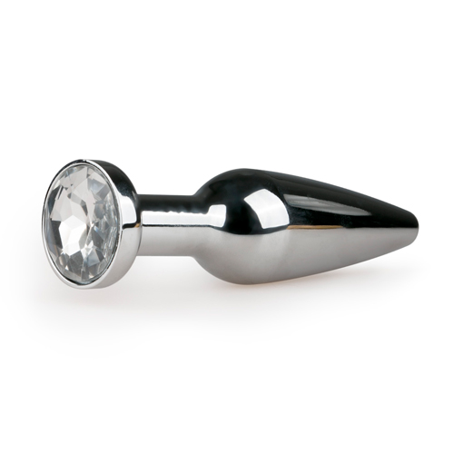 Aluminium Analplug mit weisem Stein