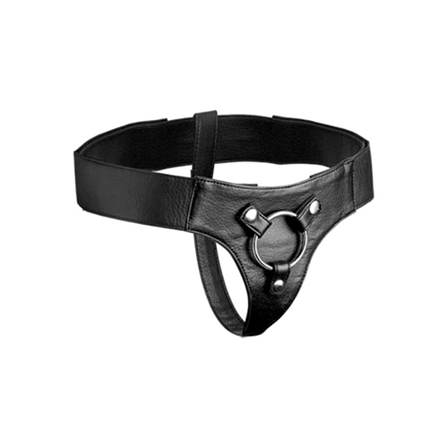ad917 Strap-on Harness aus Leder in Schwarz