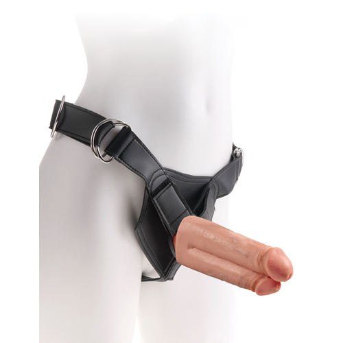 5644-21 Strap on Gurtzeug mit Doppeldildo 20,5 cm - helle Hautfarbe