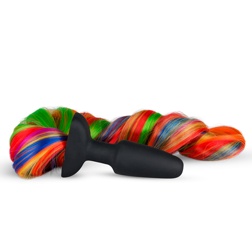 ET772RNB Silikon Analplug mit Schwanz - regenbogenfarben
