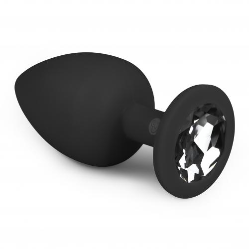 ET465BLK Diamond Silikon Analplug groß - schwarz